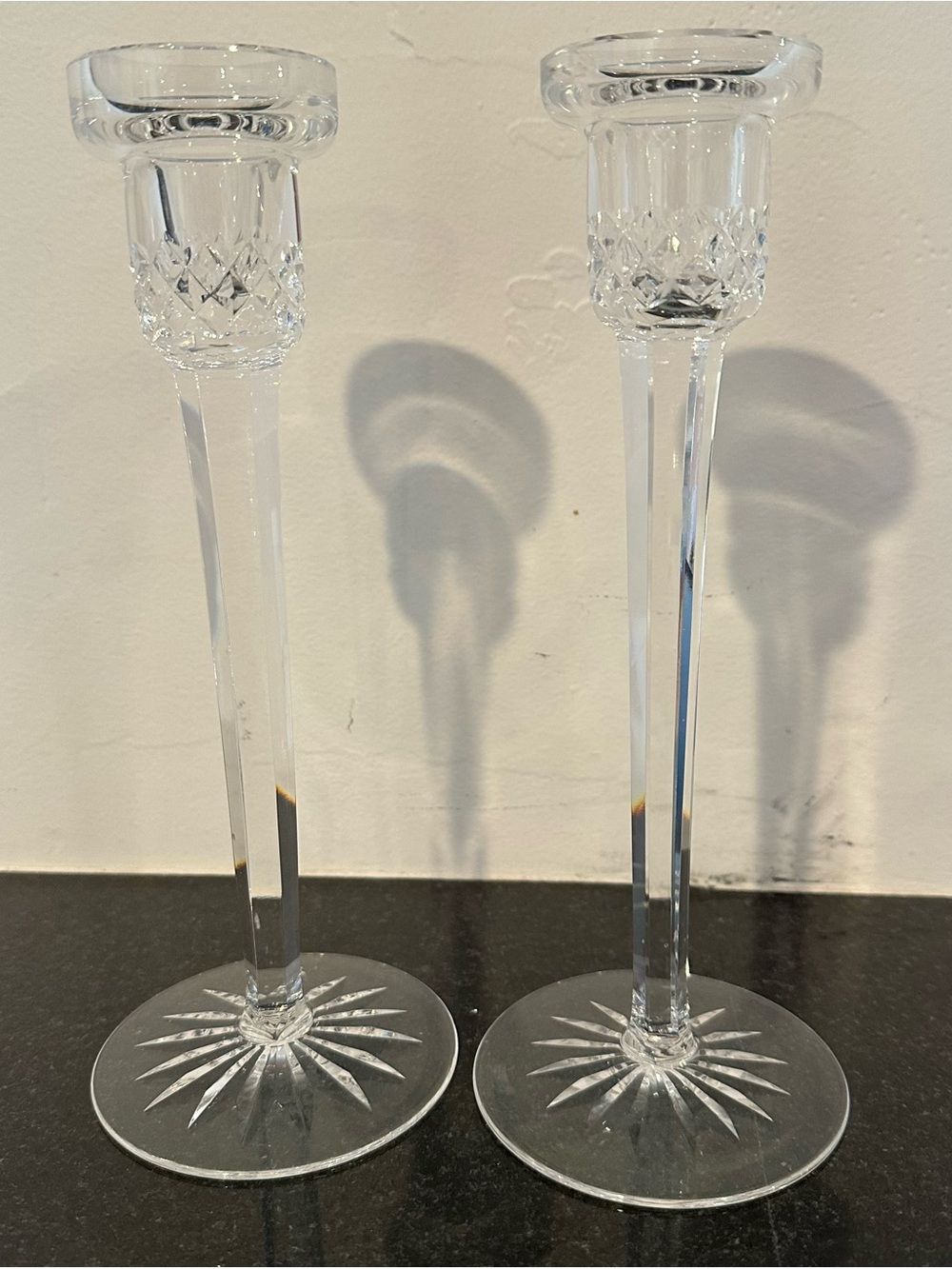 Waterford Crystal Candlestick Pair - Clear Elegant Prism Design